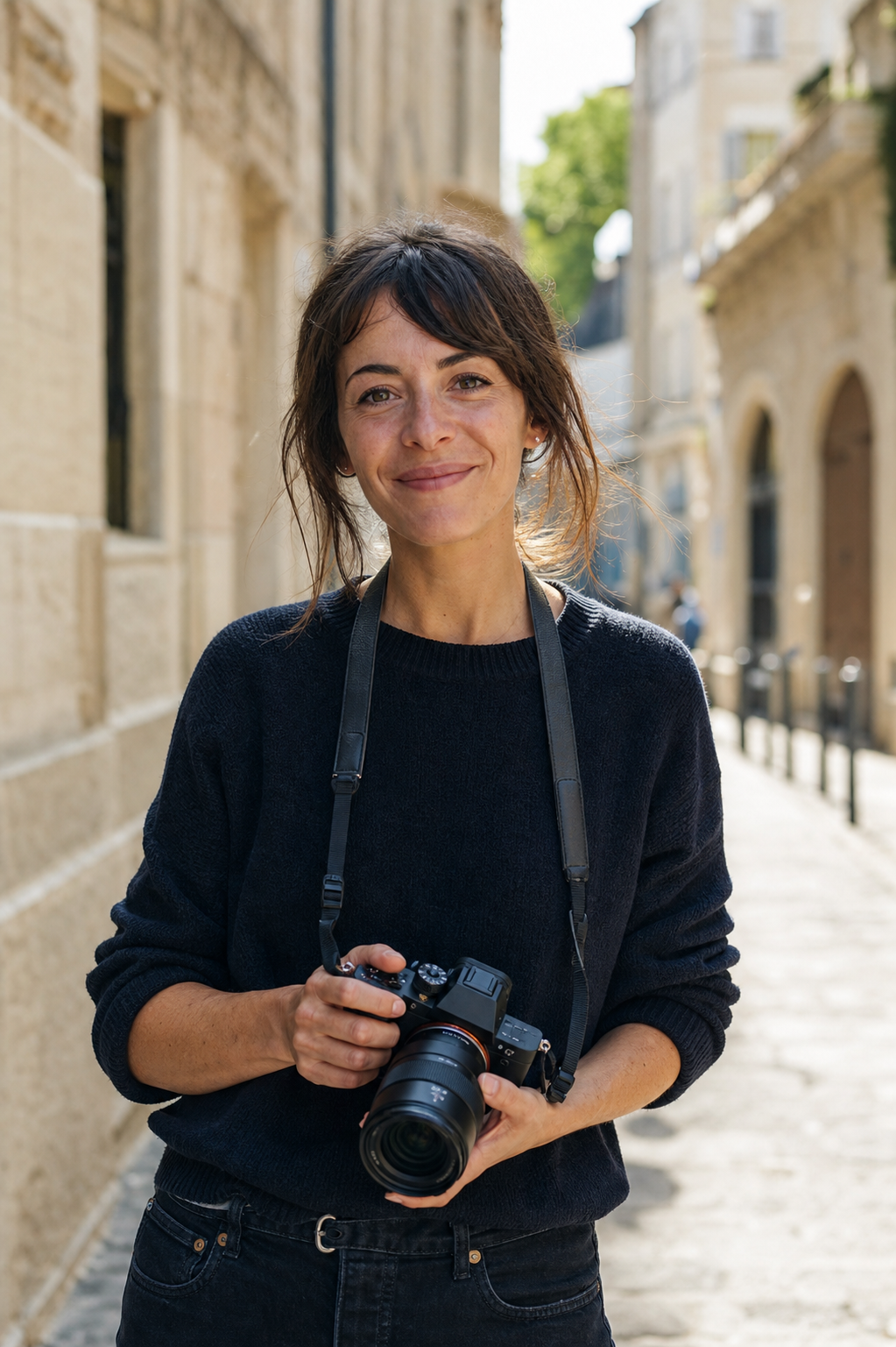 Léa Dubois, photographe de rue fondatrice d'Instantané, avec son appareil photo